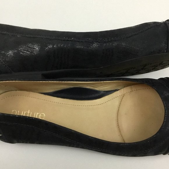 Nurture Myriam Black Leather Ballet Flats Buckle Hardware Balletcore Women’s 6.5 - Picture 2 of 7